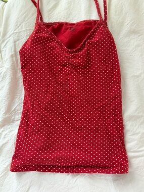 Brandy Melville Red Polka Dot Spaghetti Strap Tank